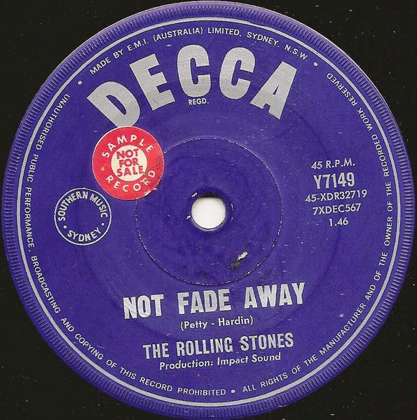 The Rolling Stones : Not Fade Away (7", Single)