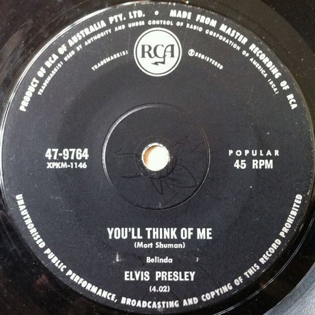 Elvis Presley : Suspicious Minds (7", Mono)