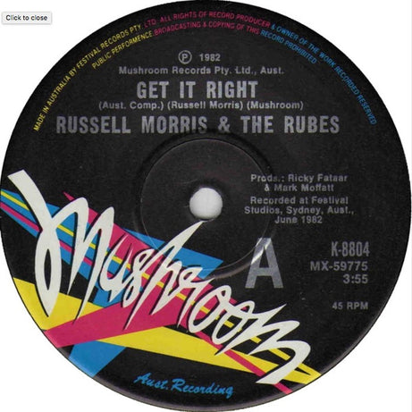 Russell Morris And The Rubes : Get It Right (7", Single, Ltd)