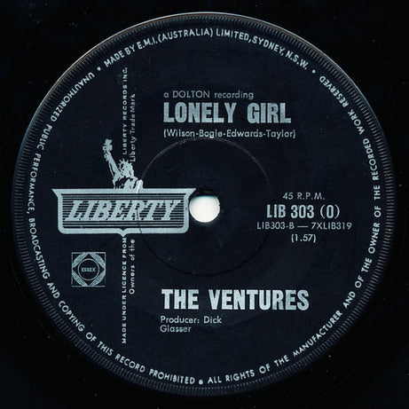 The Ventures : Diamond Head / Lonely Girl (7", Single)