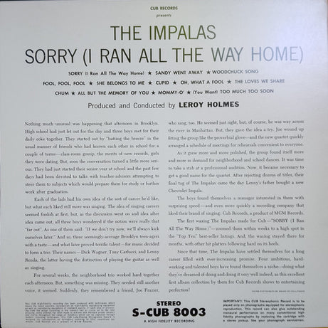 The Impalas : Sorry (I Ran All The Way Home) (LP, Album, RE)