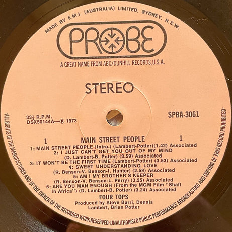Four Tops : Main Street People (LP, Album)