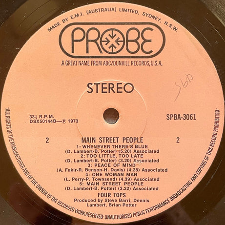 Four Tops : Main Street People (LP, Album)
