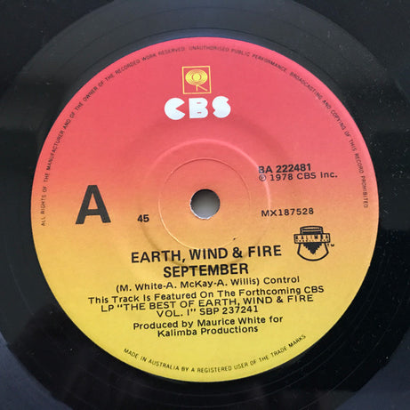 Earth, Wind & Fire : September (7", Single)