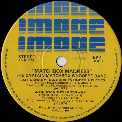 Captain Matchbox Whoopee Band : Matchbox Madness (7", EP)