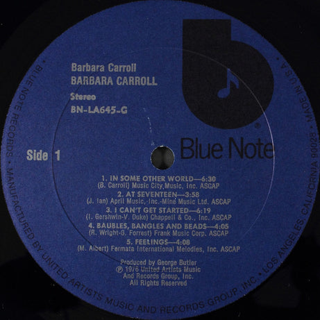 Barbara Carroll : Barbara Carroll (LP, Album)