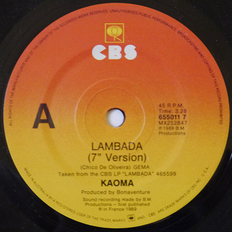 Kaoma : Lambada (7", Single)
