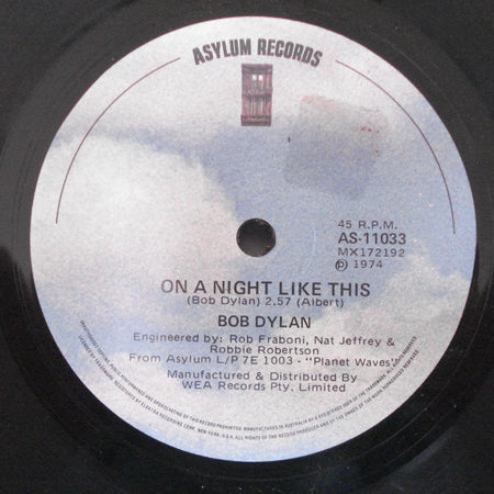 Bob Dylan : On A Night Like This / You Angel You (7", Single)