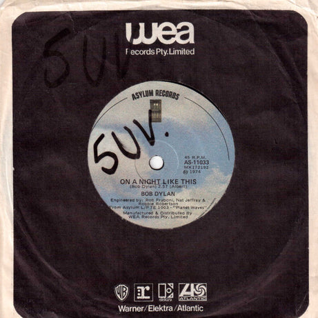 Bob Dylan : On A Night Like This / You Angel You (7", Single)
