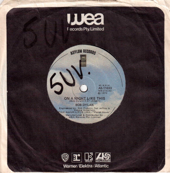 Bob Dylan : On A Night Like This / You Angel You (7", Single)