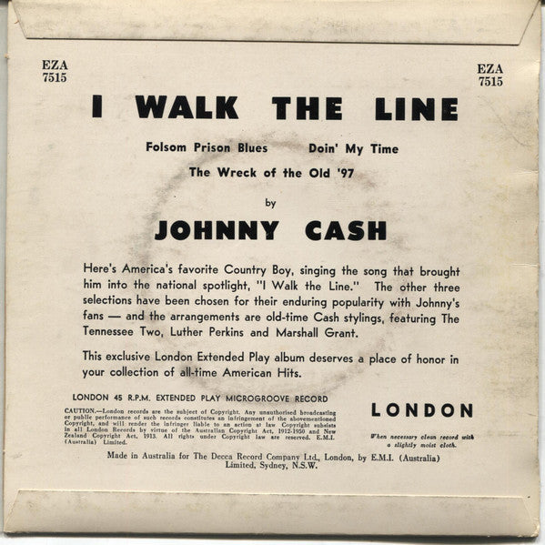 Johnny Cash : I Walk The Line (7", EP, Mono, Sol)