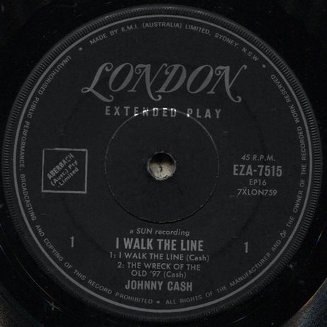 Johnny Cash : I Walk The Line (7", EP, Mono, Sol)
