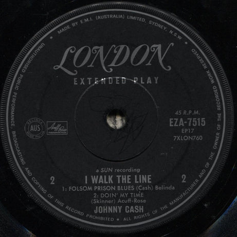 Johnny Cash : I Walk The Line (7", EP, Mono, Sol)
