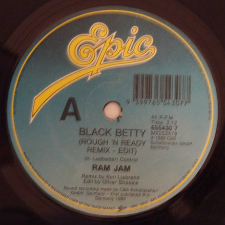 Ram Jam : Black Betty (Remix) (7", Single)
