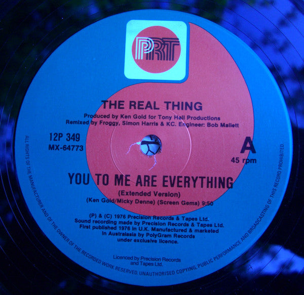 The Real Thing : You To Me Are Everything (Extended Version) (12", Single, Gen)