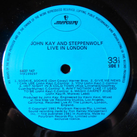 John Kay & Steppenwolf : Live In London (LP, Album)