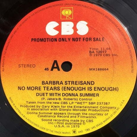 Barbra Streisand & Donna Summer : No More Tears (Enough Is Enough) (12", Single)