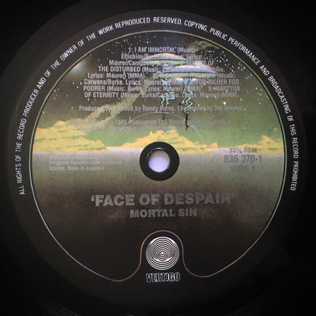 Mortal Sin : Face Of Despair (LP, Album)