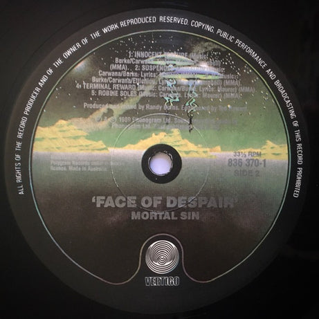 Mortal Sin : Face Of Despair (LP, Album)