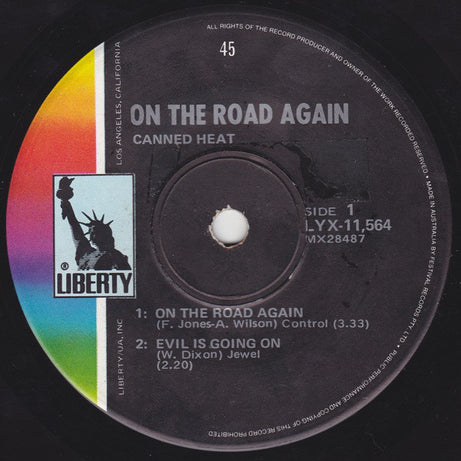Canned Heat : On The Road Again (7", EP, Mono)