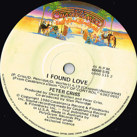 Peter Criss : By Myself (7", Single)