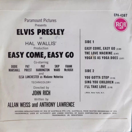 Elvis Presley : Easy Come, Easy Go (7", EP)