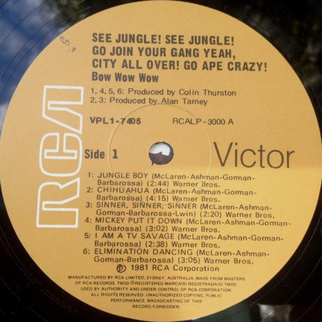 Bow Wow Wow : See Jungle! See Jungle! Go Join Your Gang Yeah, City All Over! Go Ape Crazy! (LP, Album)