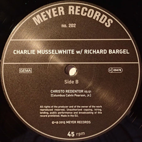 Charlie Musselwhite With Richard Bargel : Live ! (10", RSD)