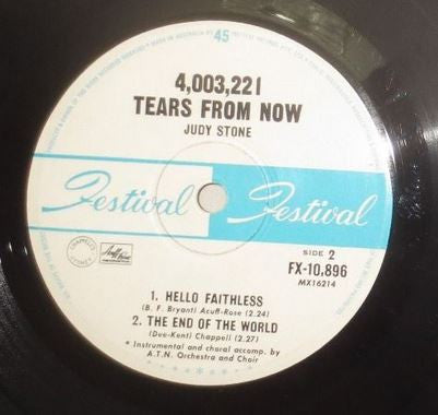 Judy Stone : 4,003,221 Tears From Now (7", EP, Mono)