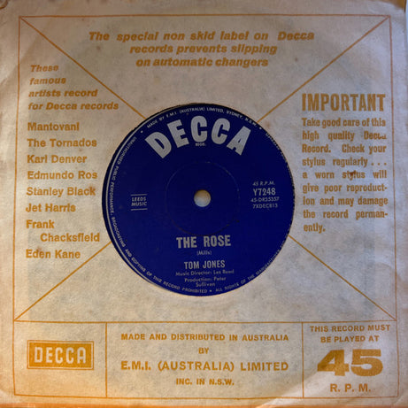 Tom Jones : What's New Pussycat? / The Rose (7", Single)