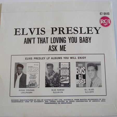 Elvis Presley : Ain't That Loving You Baby (7", Single, Pic)