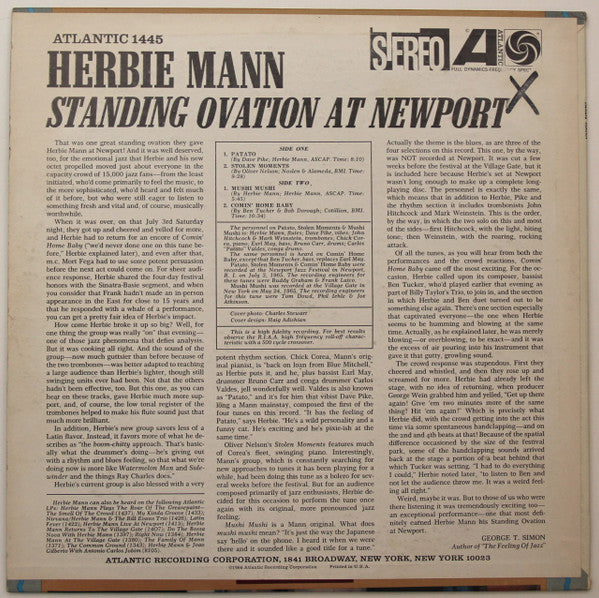 Herbie Mann : Standing Ovation At Newport (LP, Album, RP)