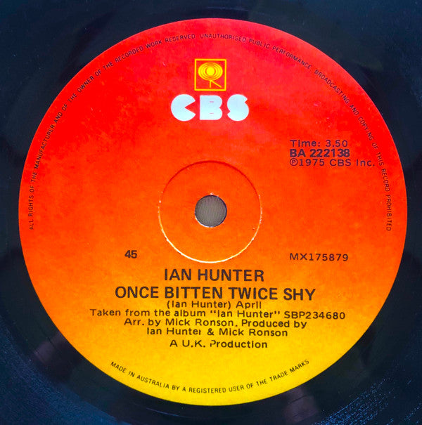 Ian Hunter : Once Bitten Twice Shy (7", Single, RP)