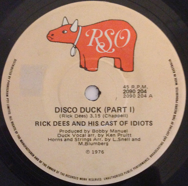 Rick Dees & His Cast Of Idiots : Disco Duck (7", Single)