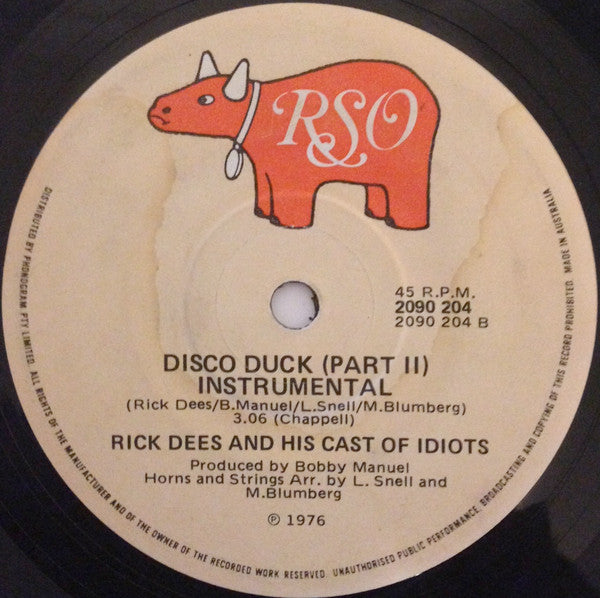 Rick Dees & His Cast Of Idiots : Disco Duck (7", Single)