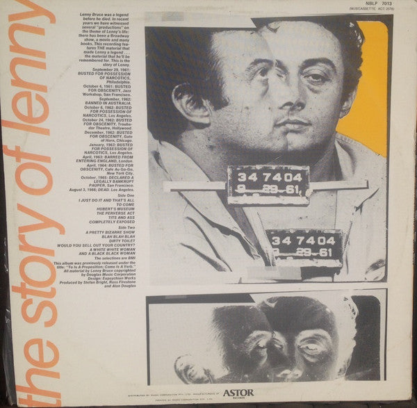 Lenny Bruce : The Story Of Lenny (What I Was Arrested For) (LP, Album, RE)