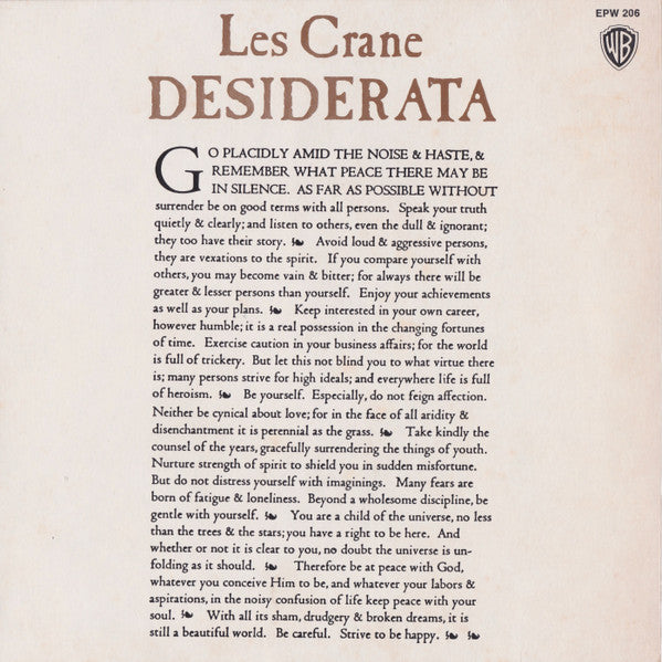 Les Crane : Desiderata (7", EP)