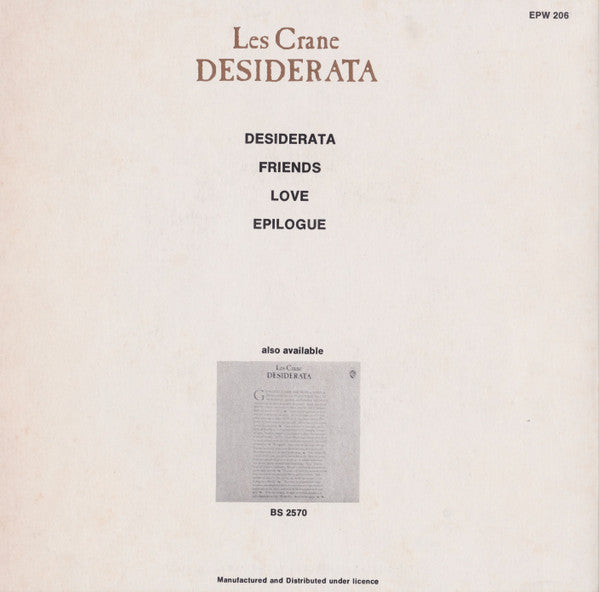 Les Crane : Desiderata (7", EP)