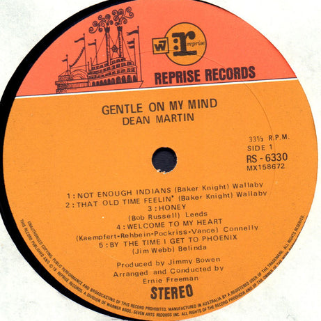Dean Martin : Gentle On My Mind (LP, Album, RP)