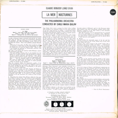 Debussy*, The Philharmonia Orchestra* Conducted By Carlo Maria Giulini : La Mer / Nocturnes  (LP, Album, Club)