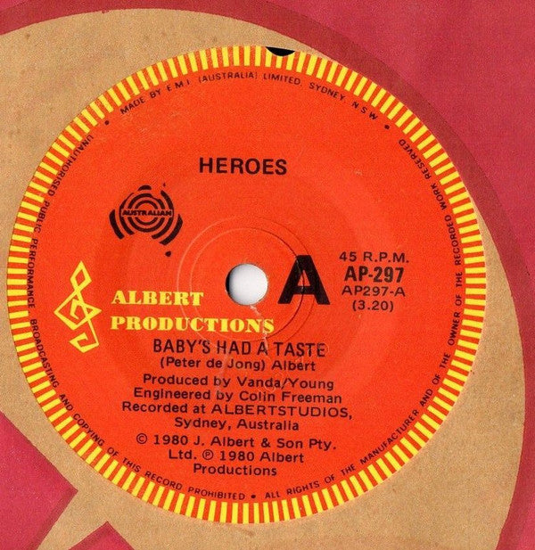 Heroes (11) : Baby's Had A Taste (7", Single)
