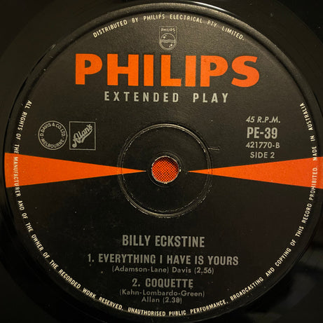 Billy Eckstine : Billy Eckstine (7", EP, Mono)