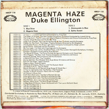 Duke Ellington : In A Magenta Haze (7", EP, Mono)