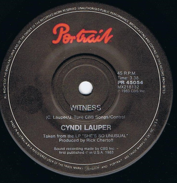 Cyndi Lauper : Change Of Heart (7", Single)