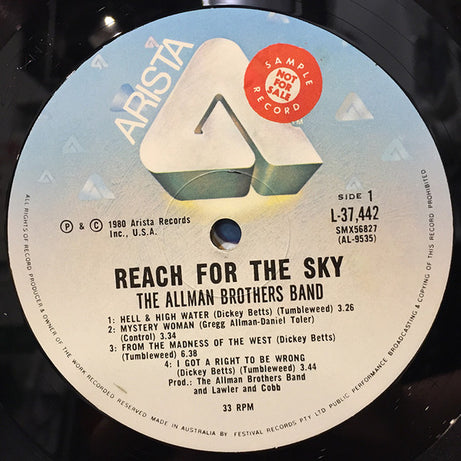 The Allman Brothers Band : Reach For The Sky (LP, Album)