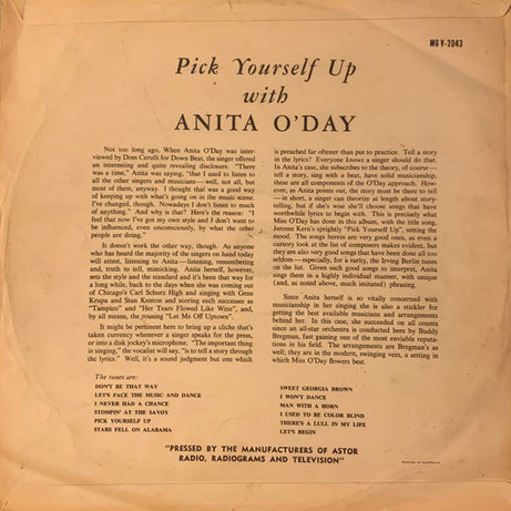 Anita O'Day : Pick Yourself Up (LP, Album, Mono)