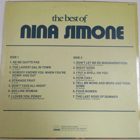 Nina Simone : The Best Of Nina Simone (LP, Comp)