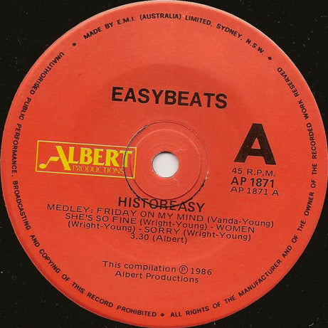 The Easybeats : HistorEasy - Tour '86 Souvenir Medley (7", EP)
