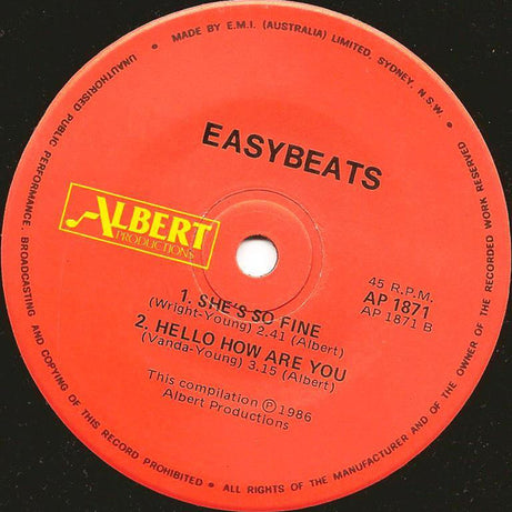 The Easybeats : HistorEasy - Tour '86 Souvenir Medley (7", EP)