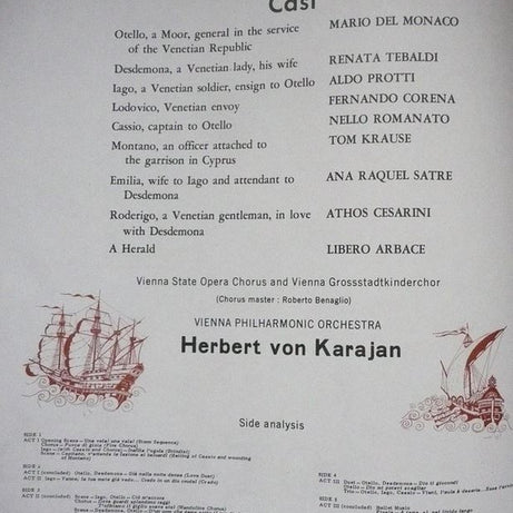 Giuseppe Verdi, Mario del Monaco, Renata Tebaldi, Aldo Protti, Wiener Philharmoniker, Herbert von Karajan : Otello (3xLP, RP + Box)